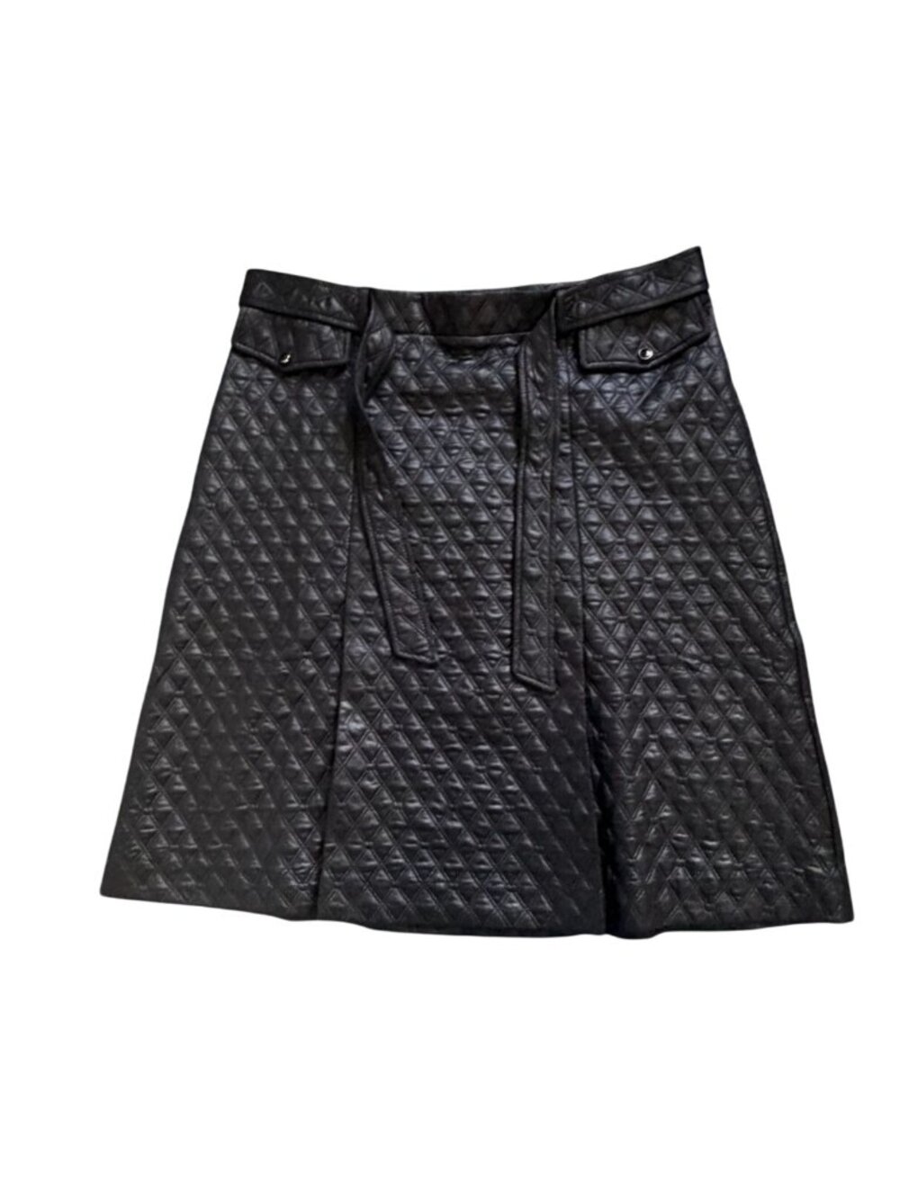 Carole Wren Pleated Quilted Skirt-Black-Size L-GUC